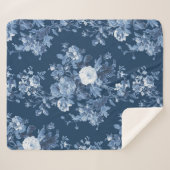  Engels Bloemenmarine Wit Elegant Home LG Sherpa Deken (Voorkant (horizontaal))