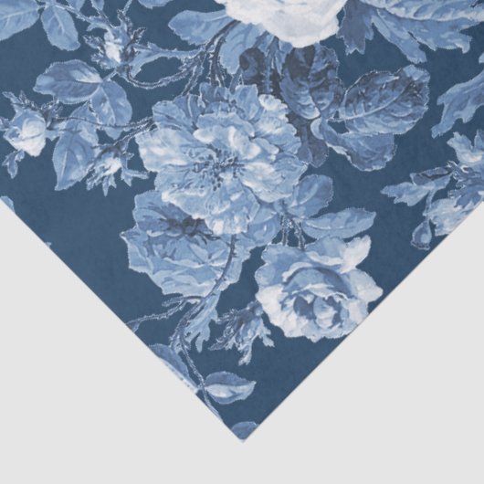 Engels Bloementoilet Marine Blauw Wit LG Decoupage Tissuepapier (Detail)