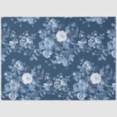 Engels Bloementoilet Marine Blauw Wit LG Decoupage Tissuepapier (Voorkant)