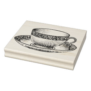 Engels Bone China Teacup Rubber Art Stamp Rubberstempel