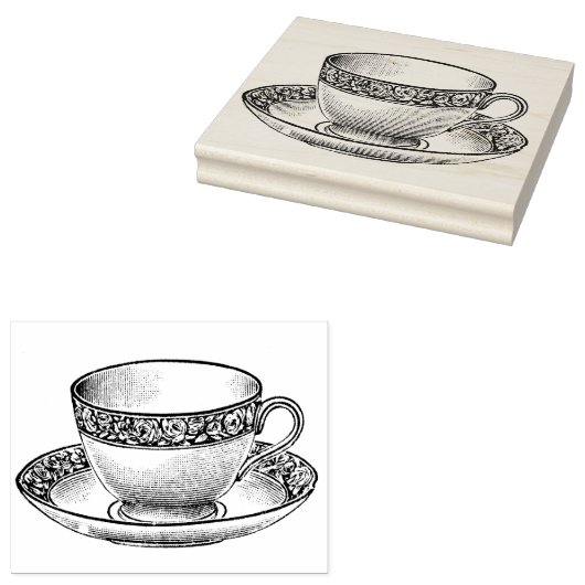  Engels Bone China Teacup Rubber Art Stamp Rubberstempel (Gestempeld)
