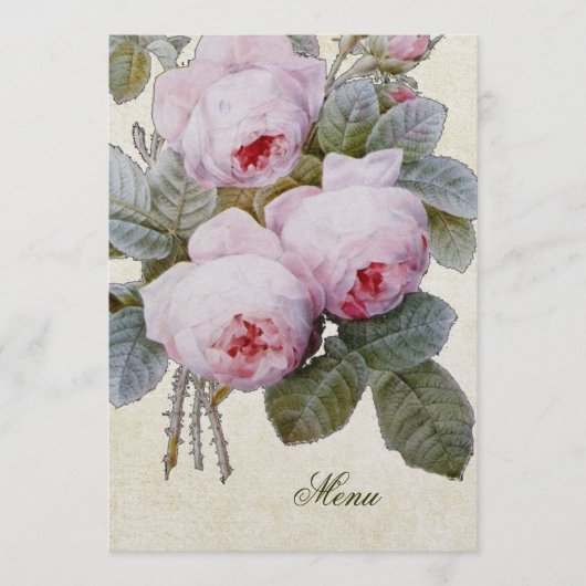 Engels Bourbon Roos Floral Custom Wedding Menu (Voorkant)