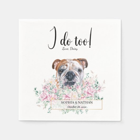 Engels British Bulldog Wedding Cocktail Napkins Servet (Voorkant)