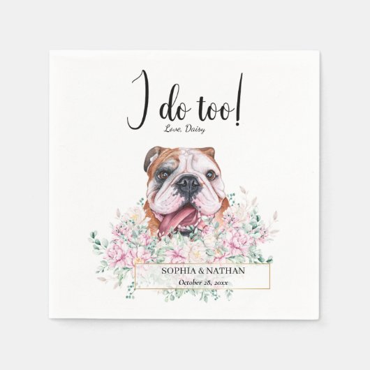 Engels British Bulldog Wedding Cocktail Napkins Servet (Voorkant)