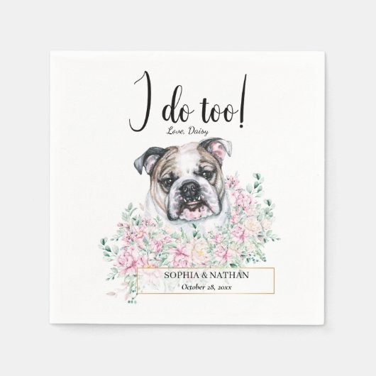 Engels British Bulldog Wedding Cocktail Napkins Servet (Voorkant)