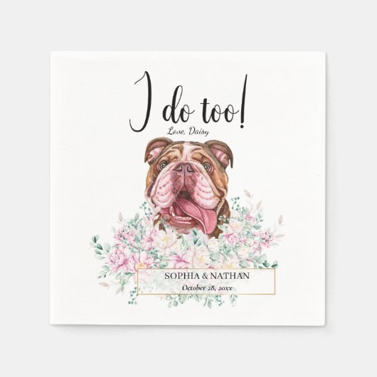 Engels British Bulldog Wedding Cocktail Napkins Servet (Voorkant)