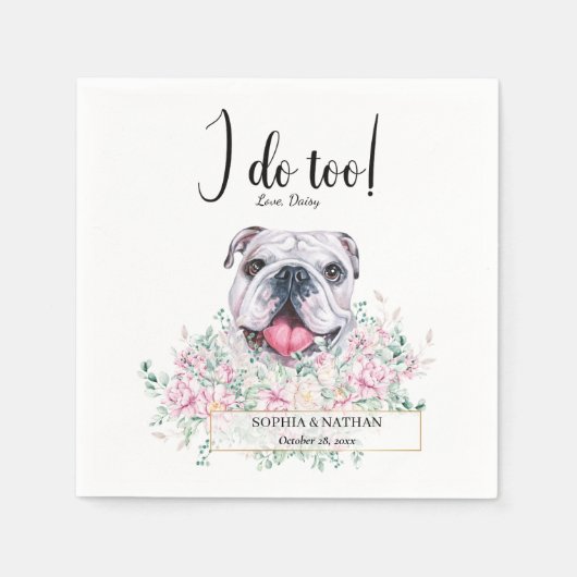 Engels British Bulldog Wedding Cocktail Napkins Servet (Voorkant)
