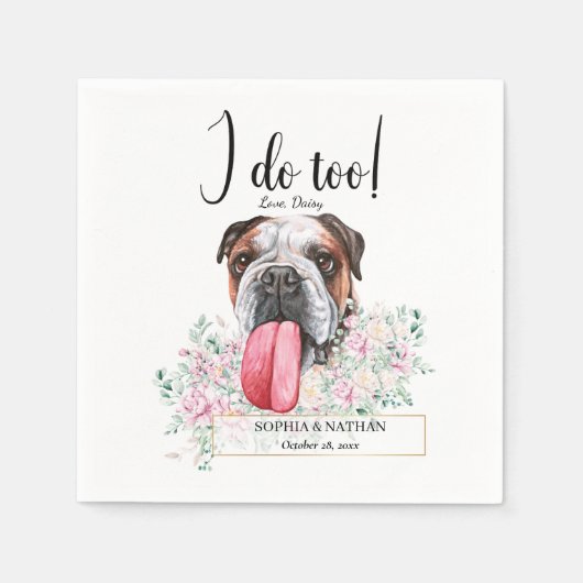 Engels British Bulldog Wedding Cocktail Napkins Servet (Voorkant)