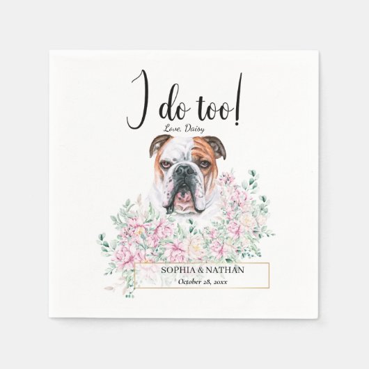 Engels British Bulldog Wedding Cocktail Napkins Servet (Voorkant)
