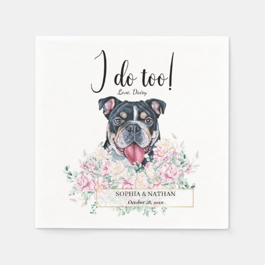 Engels British Bulldog Wedding Cocktail Napkins Servet (Voorkant)