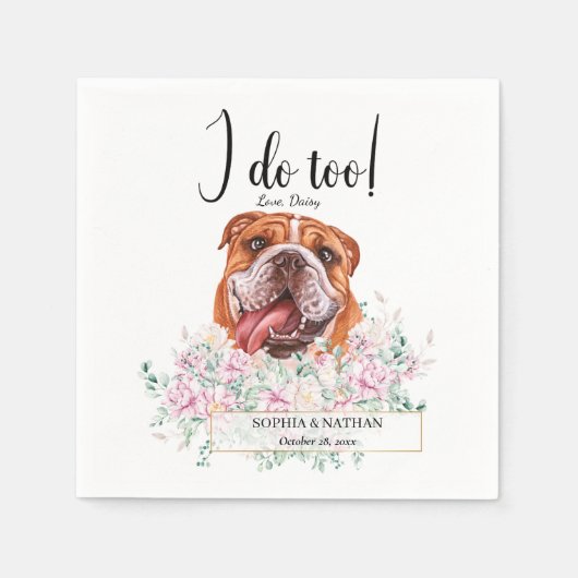 Engels British Bulldog Wedding Cocktail Napkins Servet (Voorkant)