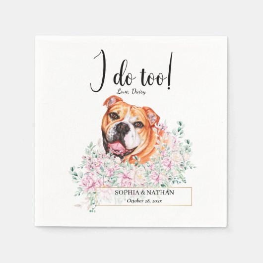 Engels British Bulldog Wedding Cocktail Napkins Servet (Voorkant)