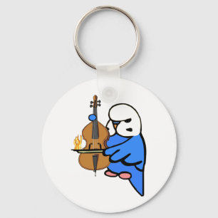 Engels Budgie Plays Bass Cello Sleutelhanger