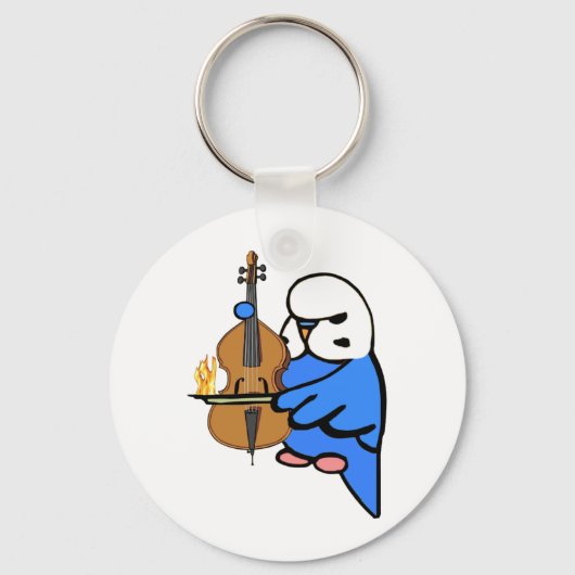 Engels Budgie Plays Bass Cello Sleutelhanger (Voorkant)