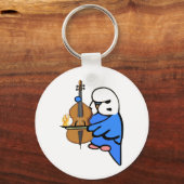 Engels Budgie Plays Bass Cello Sleutelhanger (Voorkant)