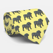 Engels buldog silhouet geel & blauw geel stropdas (Opgerold)