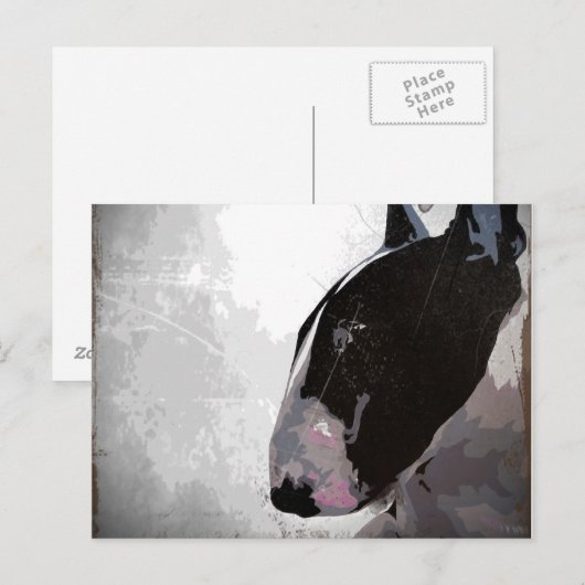 Engels Bull Terrier Art Briefkaart (Voorkant / Achterkant)