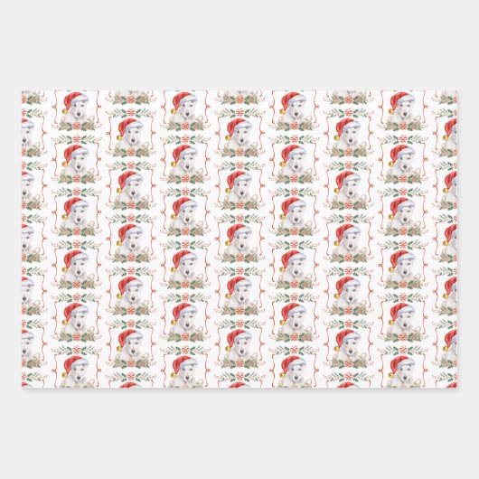 Engels Bull Terrier Dog Christmas Pattern Inpakpapier Vel (Voorkant)