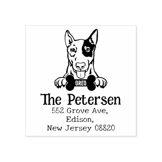 Engels Bull Terrier Dog Retour Adres Rubberstempel (Afrduk)