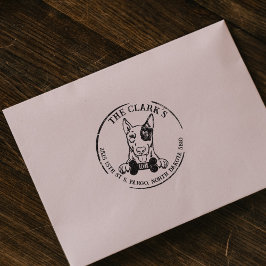 Engels Bull Terrier Family Return-adres Rubberstempel
