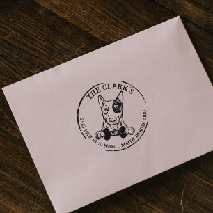 Engels Bull Terrier Family Return-adres Rubberstempel