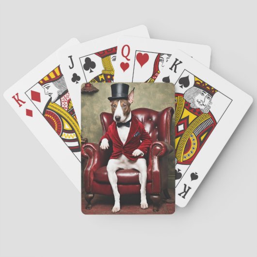Engels Bull Terrier Kussen / Kussen Pokerkaarten (Achterkant)