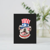 Engels Bulldog American Flag Pet 4 juli Dog Briefkaart (Staand voorkant)
