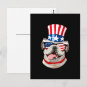 Engels Bulldog American Flag Pet 4 juli Dog Briefkaart (Voorkant / Achterkant)