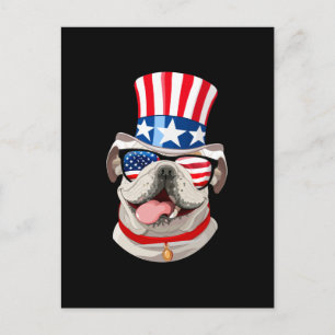 Engels Bulldog American Flag Pet 4 juli Dog Briefkaart