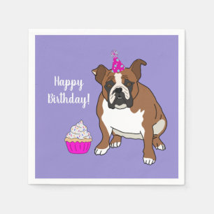  Engels Bulldog Birthday Napkins Servet