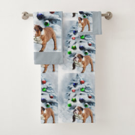 Engels Bulldog Christmas Bad Handdoek