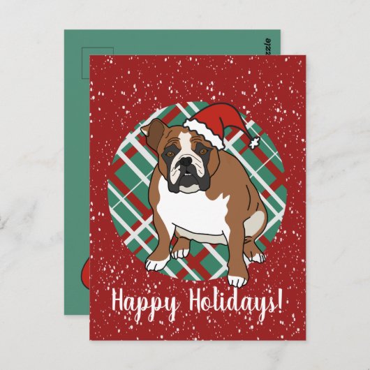 Engels Bulldog Christmas Briefkaart (Voorkant / Achterkant)