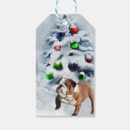 Engels Bulldog Christmas Cadeaulabel (Achterkant)