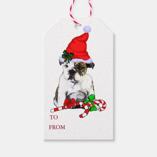 Engels Bulldog Christmas Cadeaulabel (Voorkant)