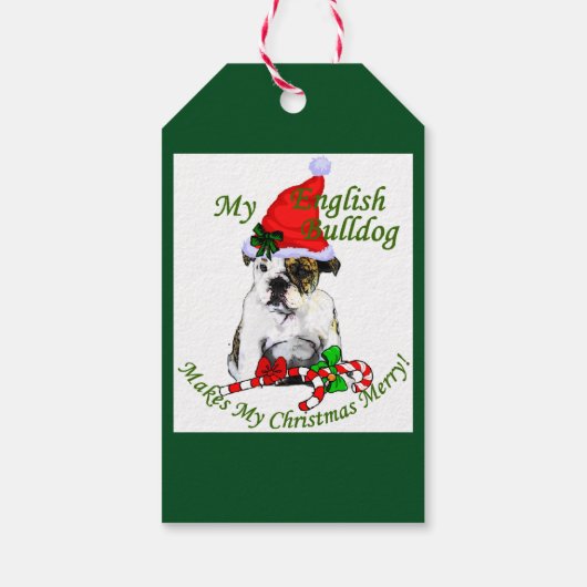 Engels Bulldog Christmas Cadeaulabel (Achterkant)