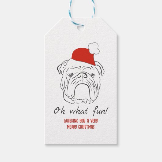 Engels Bulldog Christmas Cadeaulabel (Voorkant)