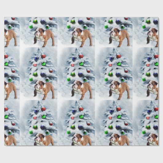 Engels Bulldog Christmas Cadeaupapier (Vlak)
