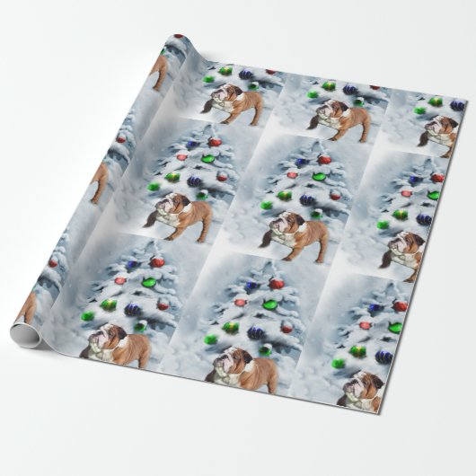 Engels Bulldog Christmas Cadeaupapier (Uitgerold)