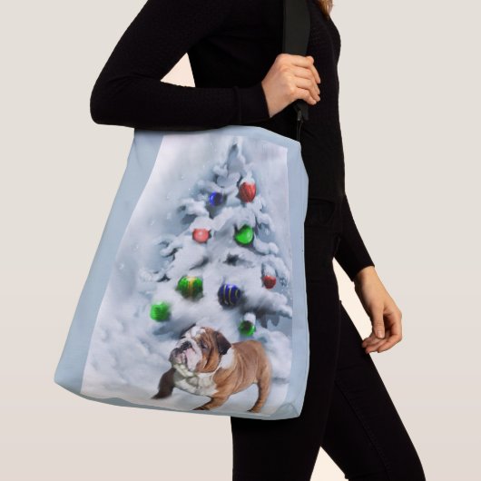 Engels Bulldog Christmas Crossbody Tas (Dichtbij)