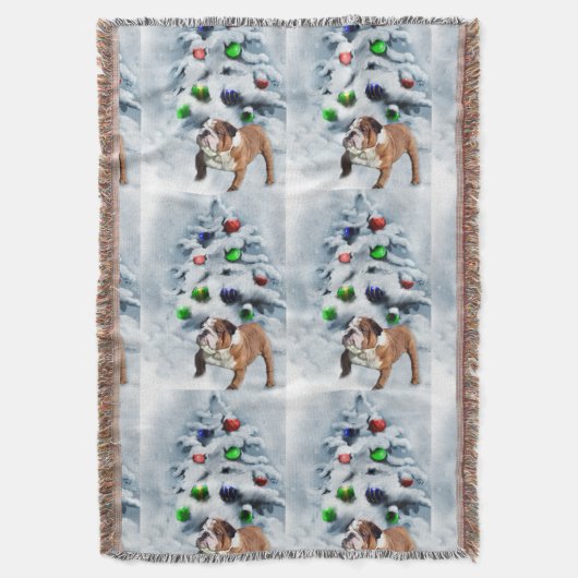Engels Bulldog Christmas Deken (Voorkant Verticaal)