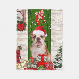 Engels Bulldog Christmas Fleece Deken