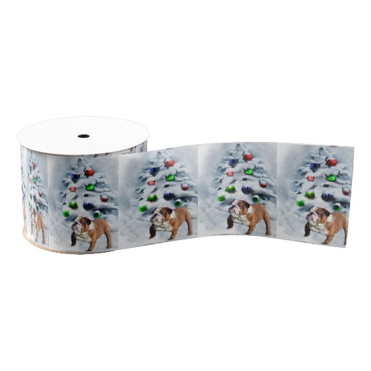 Engels Bulldog Christmas Grosgrain Lint (Spoel)