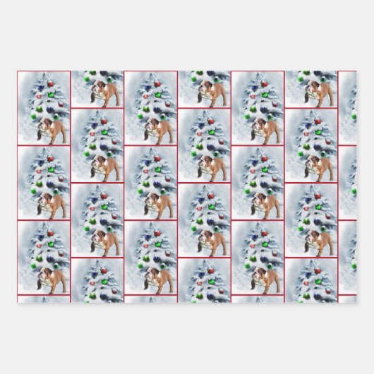 Engels Bulldog Christmas Inpakpapier Vel (Voorkant 2)