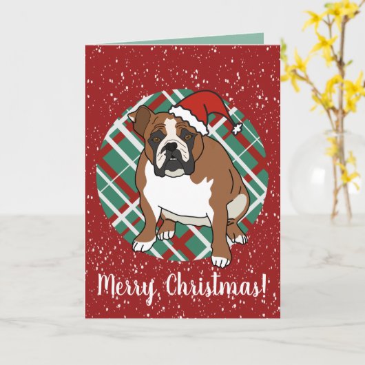 Engels Bulldog Christmas Kaart (Gele Bloem)