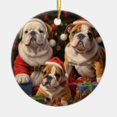 Engels Bulldog Christmas Keramisch Ornament (Voorkant)