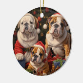 Engels Bulldog Christmas Keramisch Ornament (Links)