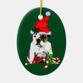 Engels Bulldog Christmas Keramisch Ornament