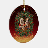 Engels Bulldog Christmas Keramisch Ornament (Rechts)
