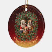 Engels Bulldog Christmas Keramisch Ornament (Links)