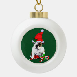 Engels Bulldog Christmas Keramische Bal Ornament